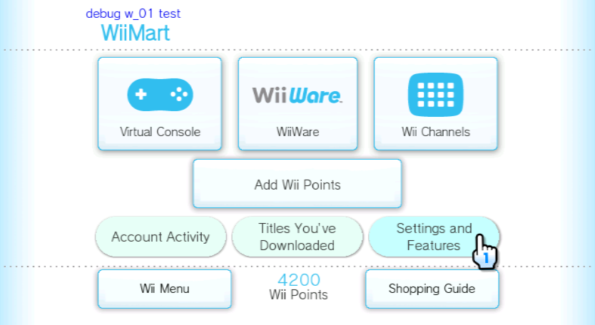 Shop main menu