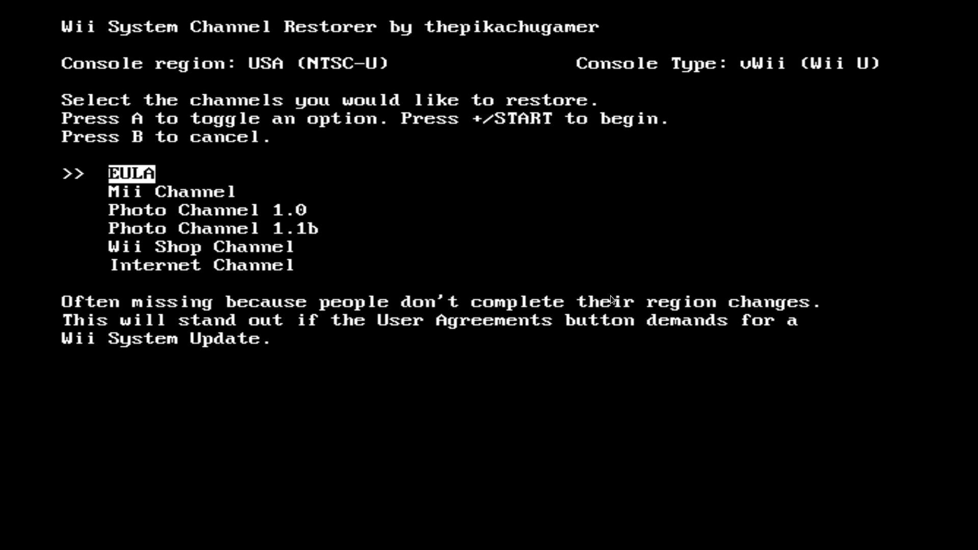 Restorer, EULA hovered