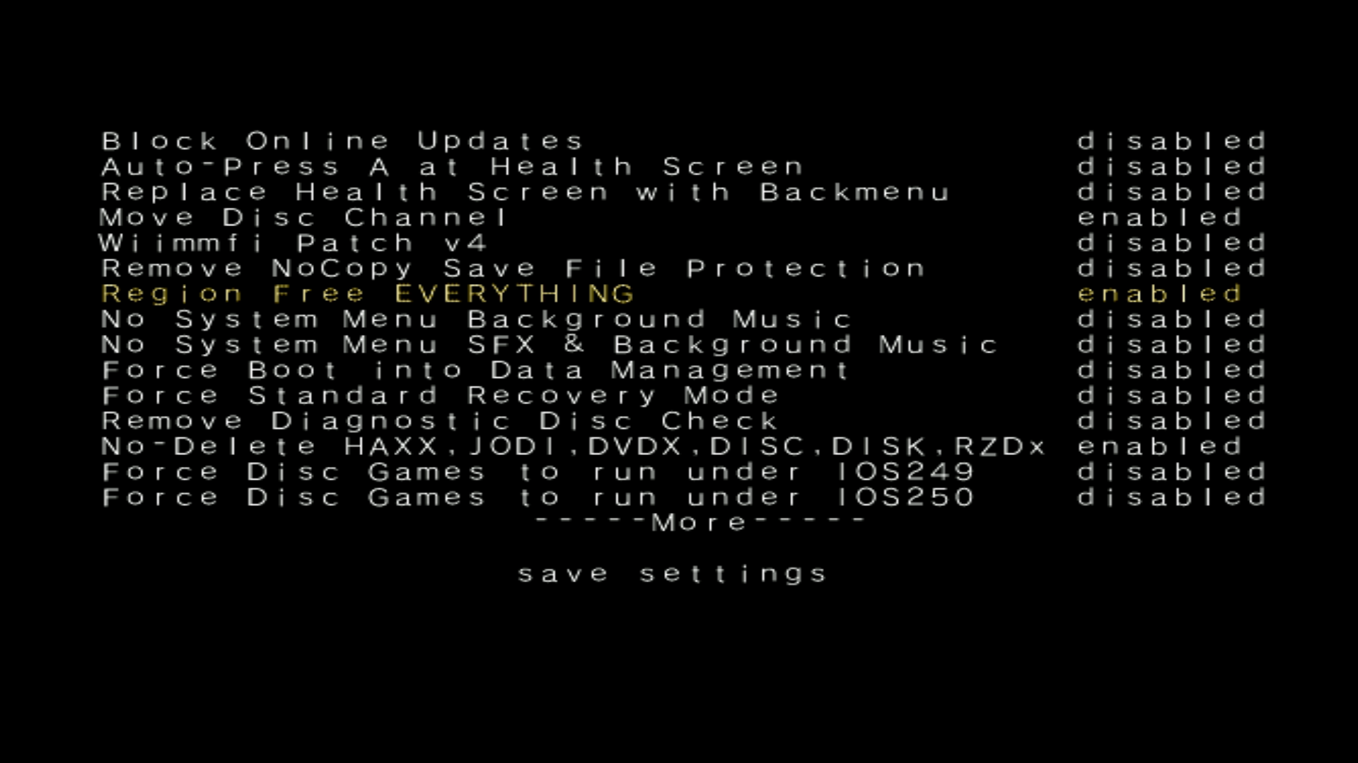 Priiloader settings