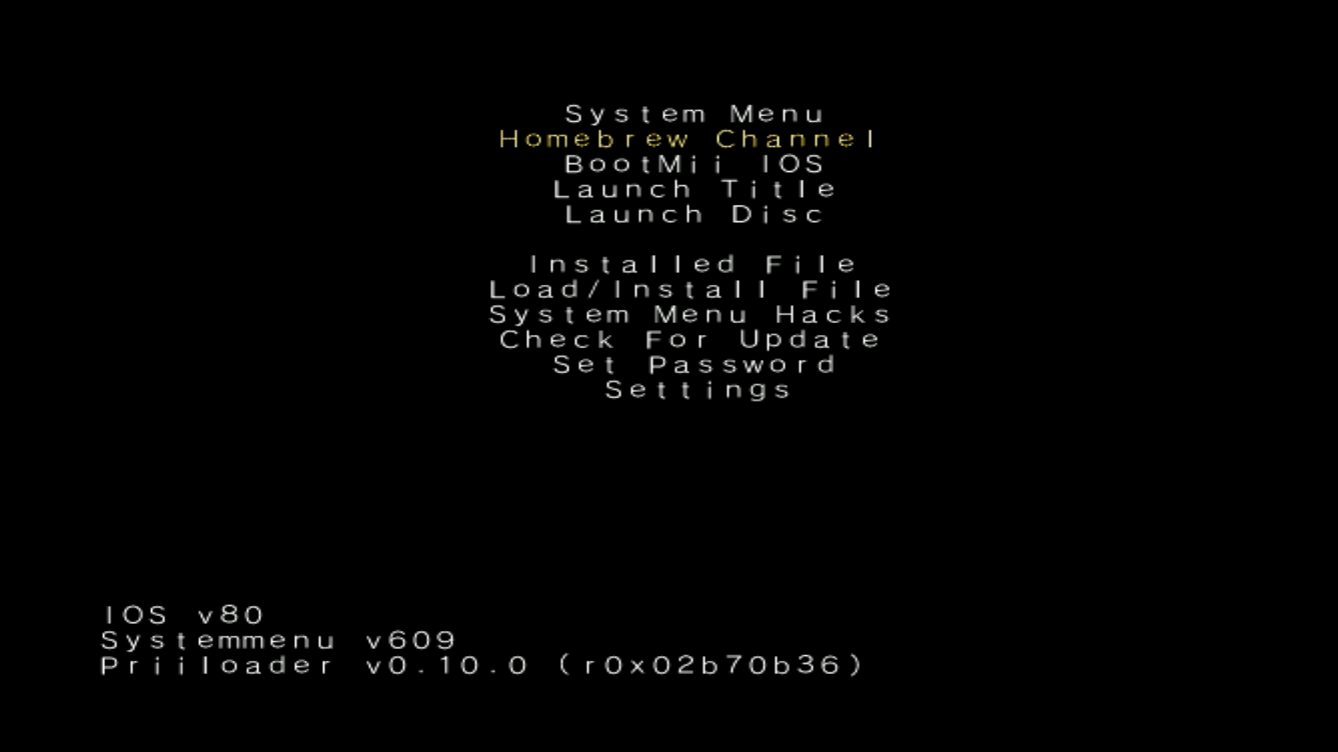 Priiloader main menu