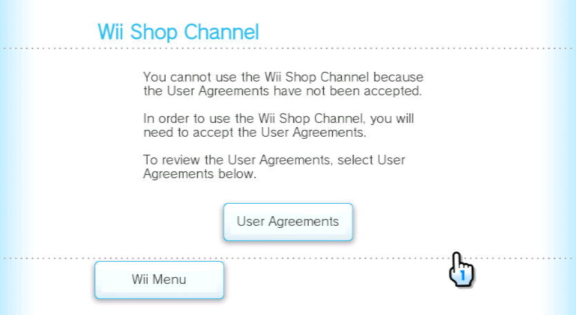 Shop user agreements message