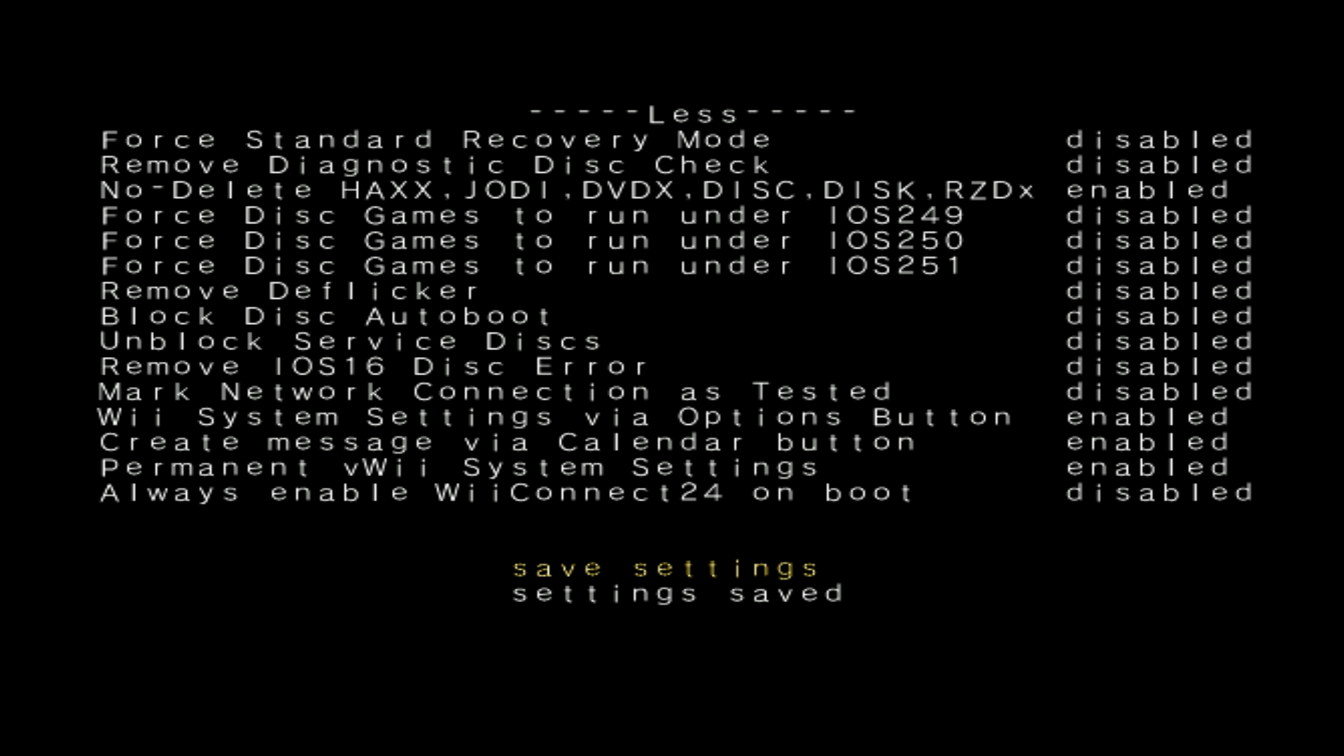 Priiloader saved settings