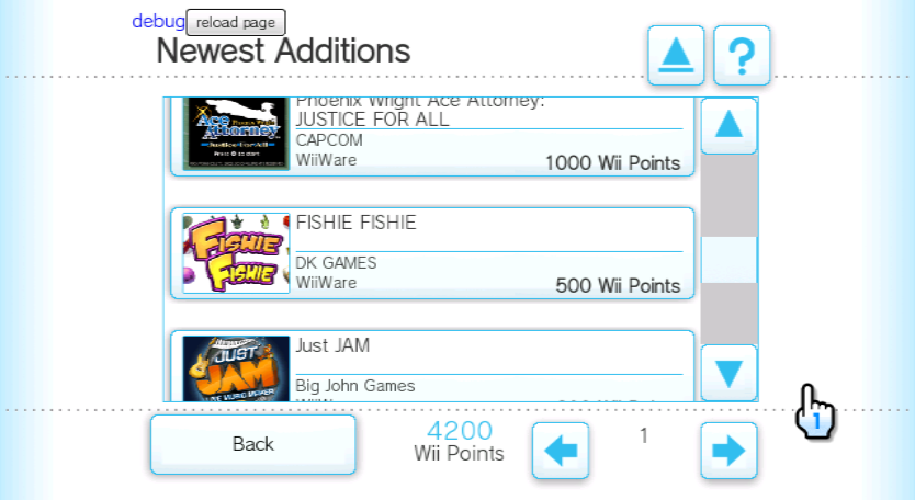 Page of the newest game additions