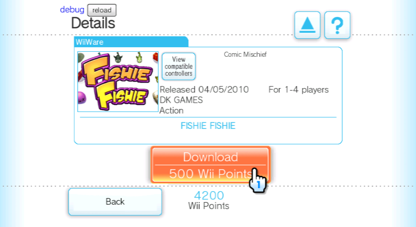 Indivdual game page, cursor hovering over a download button