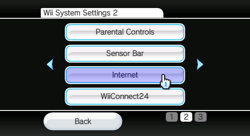 Wii Settings, Internet hovering