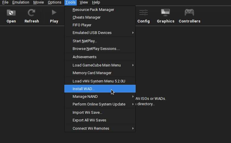 Hover menus to install a WAD